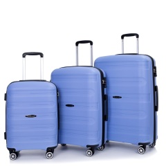 Hardshell Suitcase Spinner Wheels PP Luggage Sets Lightweight Durable Suitcase with TSA Lock,3-Piece Set (20/24/28) ,Purplish Blue
